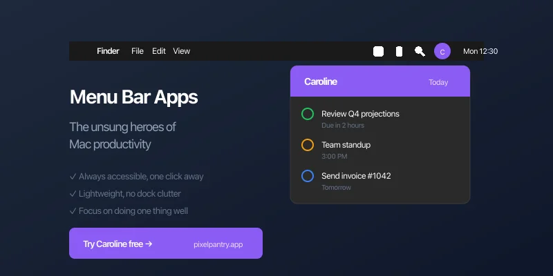 Mac menu bar displaying various utility app icons against a clean desktop background